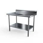image of NBR Equipment TS6-3624R5 36" Open Base Work Table with Undershelf, 5" Backsplash / 16 Gauge Top