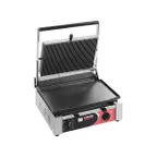 image of SIRMAN 34A2601105SI CORT L Single Panini Grill w/ Timer, 10" x 15" Grooved & Smooth Plates