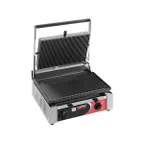 image of SIRMAN 34A2301105SI CORT R Single Panini Grill w/ Timer, 10" x 10" Grooved Plates, 120-220V
