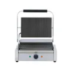 image of Cookline PG-1 16" Single Sandwich Panini Grill w/ Cast Iron Non-Stick Grooved Plates, 120V
