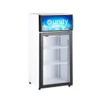 image of Unity U-CR2 16" Countertop Glass Door Refrigerator, 2 cu ft, White Steel, Shelves, Eco R600