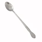 image of Winco 0004-02 8" Iced Tea Spoon, Heavy 18/0 Stainless Steel, Vibro Finish, Elegance - 1 Dozen