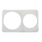image of Winco ADP-608 2 Hole Steam Table Adapter Plate, (1) 6-3/8" Hole & (1) 8-3/8" Hole