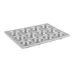 image of Winco AMF-12 Aluminum 12 Cup Muffin Pan, 14"L x 11"W pan