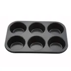 image of Winco AMF-6NS 6 Cup Carbon Steel Non-Stick Jumbo Muffin Pan, 13"L x 8-1/2"W pan / PFOA-free