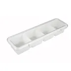 image of Winco BC-4P White Plastic Bar Condiment Holder w/ (4) Compartments
