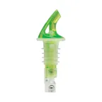 image of Winco BMP-2125G-PKG Bar Maid Liquor Pourers, 1-1/4 oz, Green Plastic, No Collar, Wide Cork - 2/Pack