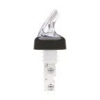 image of Winco BMP-3125C Bar Maid Liquor Pourers, 1-1/4 oz, Clear Spout, Plastic, Black Collar - 12/Pack