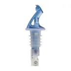 image of Winco BMP-4150B Bar Maid Pourer, 1-1/2 oz, Blue Plastic Spout, No Collar, Flip Top - 12/Pack