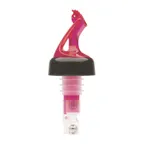 image of Winco BMP-5100R Bar Maid Liquor Pourer, 1 oz Capacity, Red Spout, Black Collar, Plastic, 12/Pack