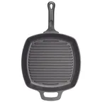 image of Winco CAGP-10S FireIron 10 1/2" x 10 1/2" Square Cast Iron Pre-Seasoned Induction Grill Pan