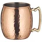 image of Winco CMM-20H 20 oz. Moscow Mule Mug with Brass Handle & Hammered Copper Finish