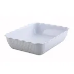 image of Winco CRK-13W 10 lb. White Tulip Deli Crock, 13" X 10" X 3", Rectangular, SAN, White