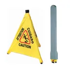 image of Winco CSF-SET 19 3/4" Yellow Pop‑Up Caution Cone, Plastic, Wall‑Mount Storage Tube – Set