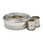 image of Winco CST-1 11-Piece Fluted Steel Cookie Cutter Set, 1"-3½" Dia. x 1" H, Storage, Rust-Resist