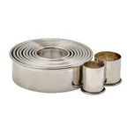 image of Winco CST-2 11-Piece Round Cookie Cutter Set, 1"-3½" Dia., 1" H., Stainless Steel, Storage Box