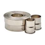 image of Winco CST-22 11-Piece Stainless Round Cookie Cutter Set, 1-3/8"-4" Dia., 2" H, Nesting, Container - Set