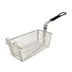 image of Winco FB-05 Nickel Plated Rectangular Fry Basket with Black Handle