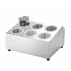 image of Winco FC-6H 6 Hole Stainless Steel Flatware Cylinder Holder