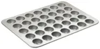 image of Winco HMF-35T Cupcake Pan, 35 Cup / Standard 3.8 oz - Silicone Glazed Aluminized Steel