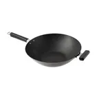 image of Winco J22-0040  Joyce Chen Nonstick Carbon Steel Flat Bottom Wok with Phenolic Handles, 14"