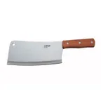 image of Winco KC-301 8" Heavy Duty Stainless Steel Cleaver w/ Wood Handle