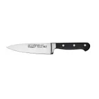 image of Winco KFP-60 Acero 6" Stainless Steel Chef's Knife w/ Black Handle, 1 Piece Full Tang