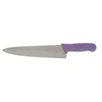 image of Winco KWP-100P 10" Allergen Free Chef's Knife w/ Purple Handle
