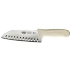 image of Winco KWP-70 Santoku 7" Stain Free Chef Knife w/ White Polypropylene Handle