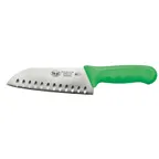 image of Winco KWP-70G 7" Santoku Knife w/ High Carbon Steel Blade & Green Poly Handle