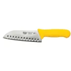 image of Winco KWP-70Y Stäl 7" Santoku Knife w/ Yellow Handle
