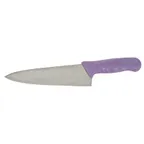 image of Winco KWP-80P 8" Allergen Free Purple Handle Stainless Steel Chef's Knife