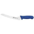 image of Winco KWP-92U 9" Stainless Steel Offset Serrated Bread Knife w/ Blue Handle