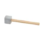 image of Winco MT-4 Manual Meat Tenderizer, 13" OAL, 3" x 2-1/2" Aluminum Head, Wood Handle, 2-Sided