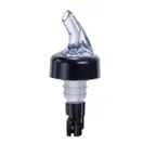image of Winco PPA-063 Liquor Pourer, 5/8 oz, Clear Spout, Black Collar & Tail, Plastic - 1 Dozen
