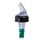 image of Winco PPA-075 Liquor Pourer, 3/4 oz, Plastic, Black Collar, Clear Spout, Green Tail - 1 Dozen