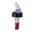 image of Winco PPA-100 Pourer, 1 oz, Plastic with Black Collar, Clear Spout, Red Tail, Bearings – 1 Dozen