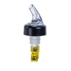 image of Winco PPA-150 Pourer, 1-1/2 oz, Plastic, Black Collar, Clear Spout, Yellow Tail, Bearings - 1 Dozen