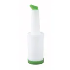 image of Winco PPB-1G Liquor & Juice Multi Pour w/ Green Spout & Lid, 1 Qt