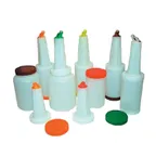 image of Winco PPB-1MX Liquor & Juice Multi-Pour Set, 1 Quart (32 oz) Assorted Colors Spouts & Lids