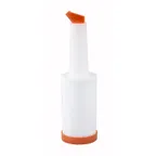 image of Winco PPB-1O 1 qt Liquor & Juice Multi Pour w/ Orange Spout & Lid