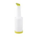 image of Winco PPB-2Y 2 Qt Liquor & Juice Multi Pour with Yellow Spout & Lid