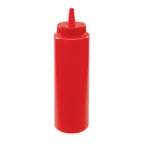 image of Winco PSB-08R Squeeze Bottle, 8 oz BPA‑Free Plastic, Red, Standard Top, Single Tip - 6/Pack