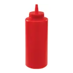 image of Winco PSB-12R Squeeze Bottle, 12 oz Red Plastic, BPA‑Free, NSF Certified, Single Tip - 6/Pack