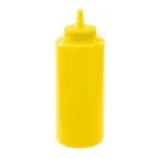 image of Winco PSB-12Y Squeeze Bottle, 12 oz BPA-Free Yellow Plastic, Single Tip Standard Top - 6/Pack