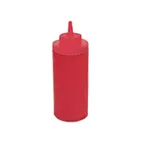 image of Winco PSW-16R Squeeze Bottle, 16 oz Wide Mouth, Red Plastic, BPA‑Free, NSF Certified - 6/Pack