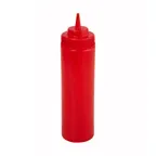 image of Winco PSW-24R Squeeze Bottle – 24 oz Wide‑Mouth BPA‑Free Plastic, Red Color, Single Tip – 6/Pack