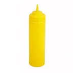 image of Winco PSW-24Y Squeeze Bottle, 24 oz Wide Mouth, BPA-Free Yellow Plastic, Single Tip - 6/Pack