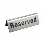 image of Winco RVS-4 Sign, "Reserved", 4-3/4" X 1-3/4", Stainless Steel