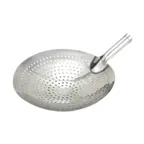 image of Winco SC-12 12" Diameter Round Short Handle Stainless Steel Perforated Skimmer